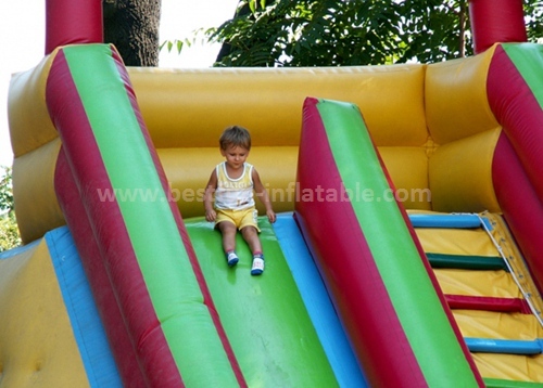 Inflatable bouncer castle slide