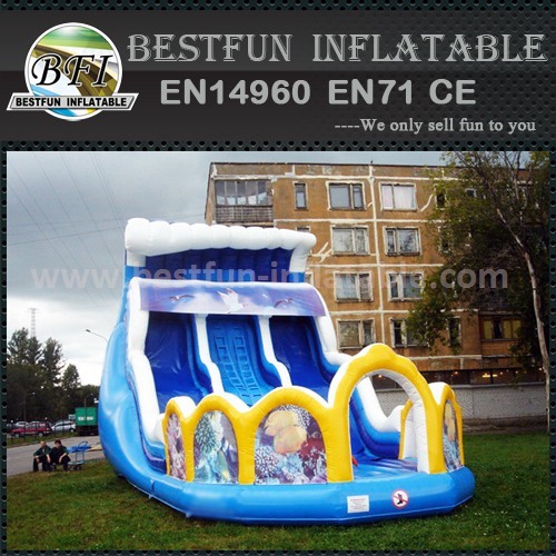 Inflatable double line slip slide
