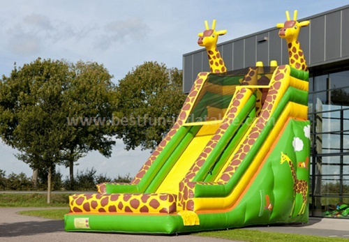 Inflatable jungle forest giraffe slide