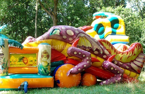 Inflatable kids fun city with slide