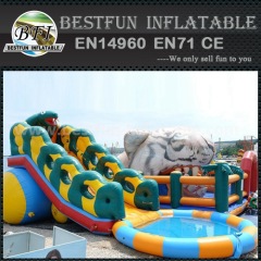 Inflatable swimming pool with slide