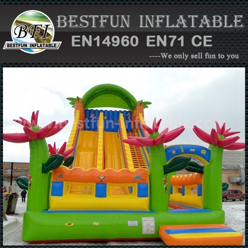 Inflatable three lanes slide