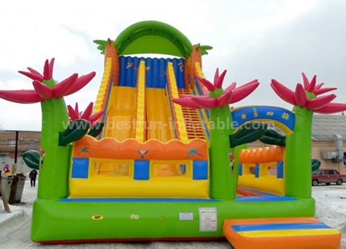 Inflatable three lanes slide