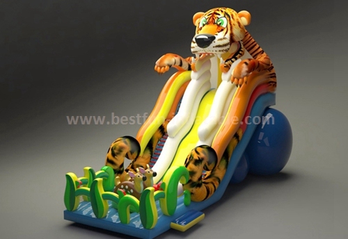 Inflatable tiger shape slide