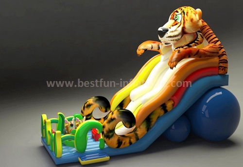 Inflatable tiger shape slide