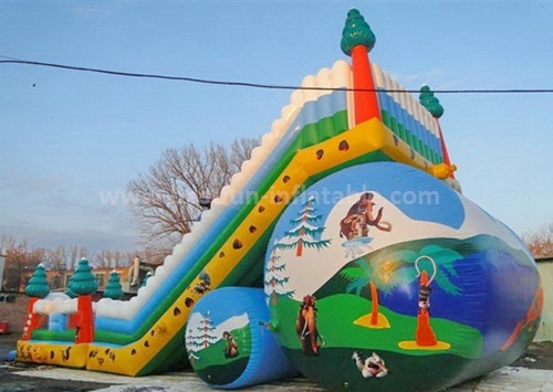 Inflatable trampoline with slide