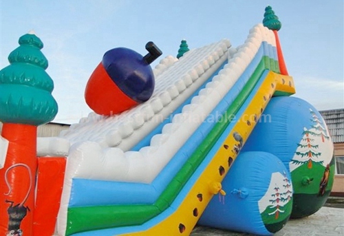 Inflatable trampoline with slide