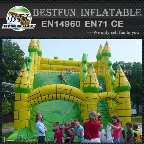 Large inflatable green slide