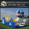 Long inflatable obstacle with slide