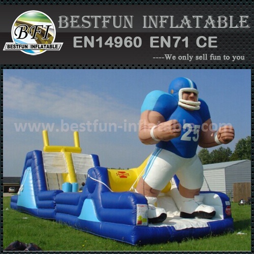 Long inflatable obstacle with slide