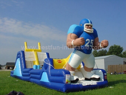 Long inflatable obstacle with slide