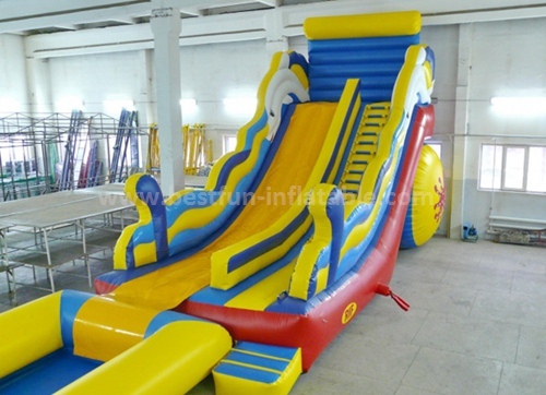 Long inflatable pool slide