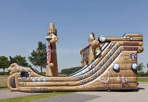 Pirate ship inflatable slide