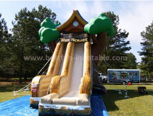 Tree house inflatable slide