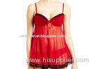 Red Babydoll Nightwear Sweat Stereo Lace Night Skirt with Cross Back Straps