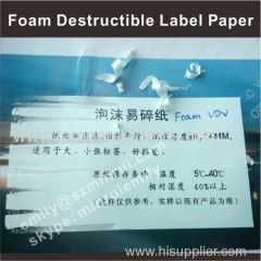 Foam Brittle Self Adhesive Ultra Destructible Vinyl Label Papers Manufacturer in Rolls or in Sheets