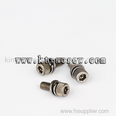 Stainless Steel Hex Socket combination screw with spring and flat washer