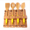 Bamboo Kitchen Tools with Color Handles Set of 4