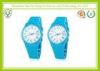 Durable Quartz Watches For Women With Interchangeable Silicone Blue Strap