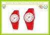 Sexy Red Custom Silicone Strap Unisex Wrist Watch Waterproof For Sport