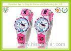 Durable Pink Band Kids Cartoon Watches Japanese Movement With Embossed Logo