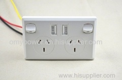 Australia SAA approval 10A power point with Dual USB charger