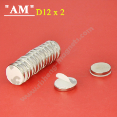 Strong Neodymium D12 x 2mm Disc Magnet With High Quality 3M White Foam Adhesive Magnet
