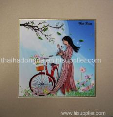 Girl and bicycle quilling picture