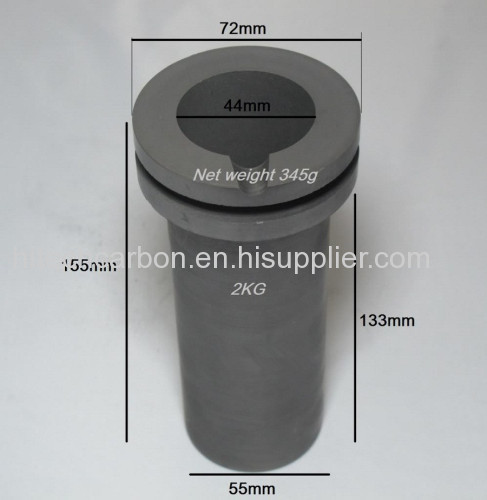 2kg Gold Melting Graphite Crucible with grooved double flange size OD72* ID44* H155 mm in Digital Electric Smelting Furn