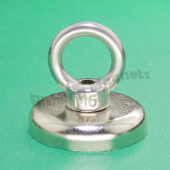 D42mm pot magnet with a M6 countersunk permanent magnets for iron Recovery retriever magnete with an ss304 ring