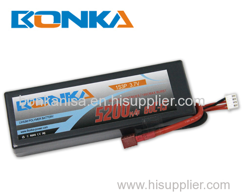 Bonka-5200mah-1S3P-80C RC car lipo battery