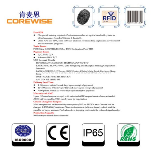 Corewise CP810 Android OS with 3g 5 inch 1D/2D barcode scanner