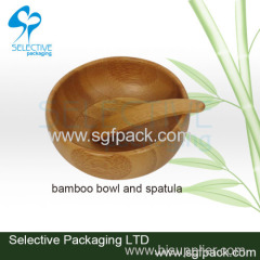 Bamboo Bowl for mask with bamboo spatula cosmetic tool