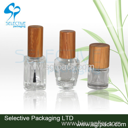 Bamboo cap nail polish glass bottle