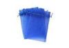 Eco Friendly Organza Drawstring Pouch , Blue Gift Bag With Ribbon Drawstring