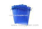 Eco Friendly Organza Drawstring Pouch , Blue Gift Bag With Ribbon Drawstring