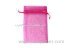 Small Red Organza Drawstring Pouch Heat-Transfer / Silk Screen With Ribbon
