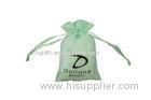 Mini Laurel-green Organza Drawstring Pouch With Logo For Packing Jewelry