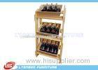Natural MDF Wood Display Stands SGS / Free Standing Wine Display Shelves For Retail Shop