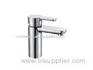 Chrome Finish Basin Mixer Taps Single Hole , Deck Mounted Basin Faucets