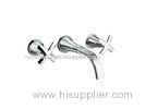 Wall Mounted 3 Hole Wash Basin Mixer Taps with Double Handles for Hotel