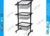 Black Slanted Baskets Wire Display Stands For Retail Store Use