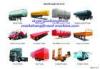 3 Axles Manual Semi Trailer Trucks Low Bed , Two Single Cargo Truck