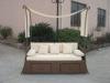 White Roofed Outdoor Rattan Daybed For Balcony / Poolside / Beach