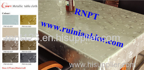 RNPT Metallic table cloth with polyester backing --hot sales -Africa dinning table cover