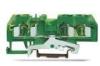 3 Conductor 800V 32A Ground Rail Spring Terminal Block Green Yellow