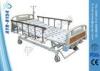 Folding 3 Crank Steel Manual Hospital Beds With Bed Mattress / Bed Side Cabinet