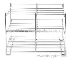 Three tiered oven racks save space and hold more food