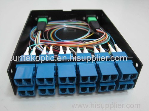 Plug & Play MTP / MPO Fiber Optic Cassette 24 Fiber with LC OM3 Quad Adapters