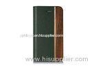 Creative Wood And Leather Folio Phone Case Wooden iPhone 4 Cover with Stand